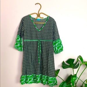 Bird pigeon print cotton baby doll dress